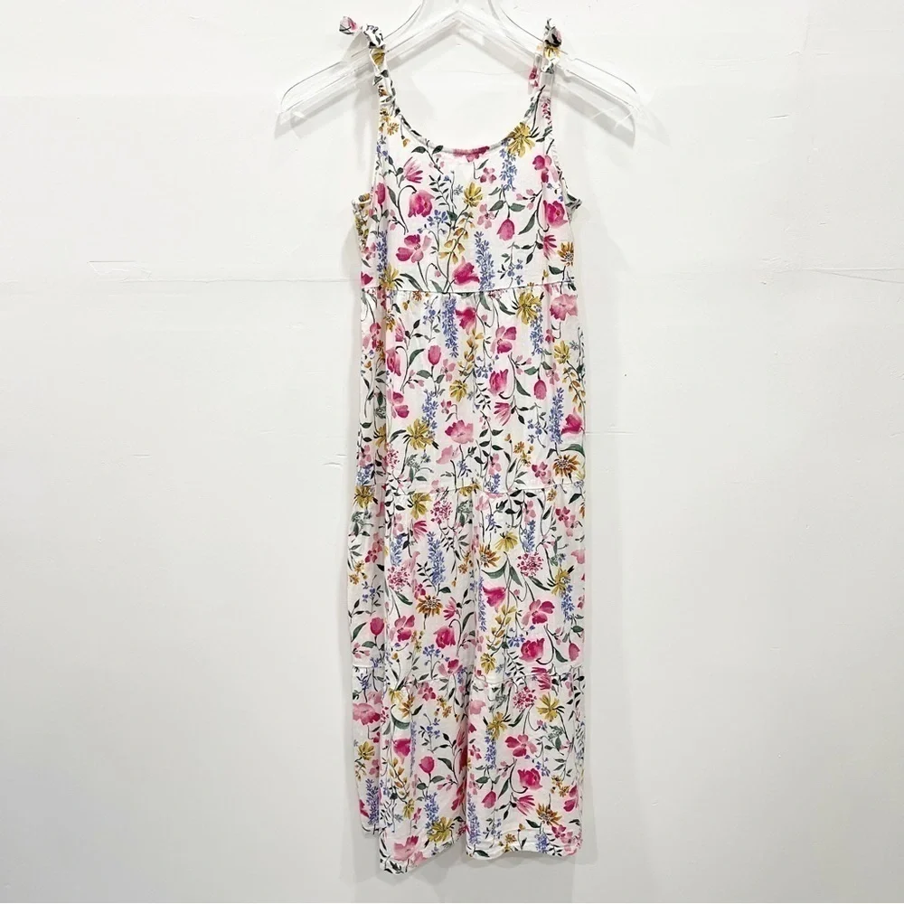 Old Navy Tie Shoulder Tiered Long Maxi Dress Floral Large 10-12